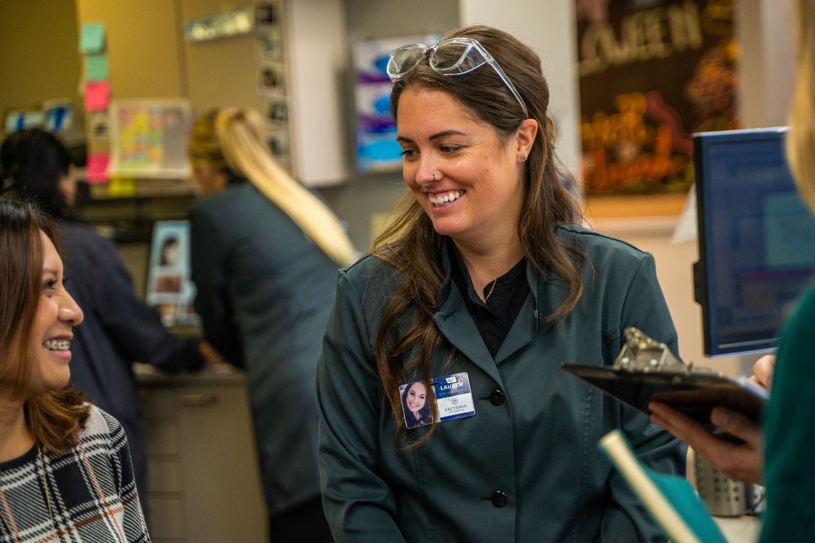 Team member smiling with patient