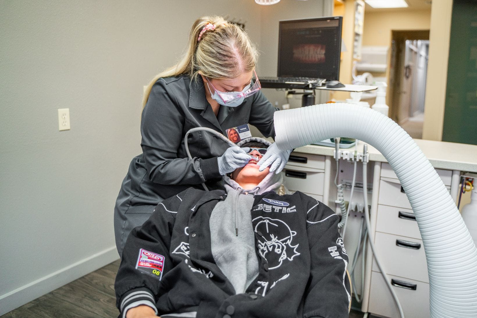 Patient in treatment chair